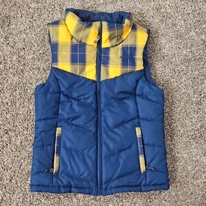 The North Face Yellow and Blue Plaid Vest